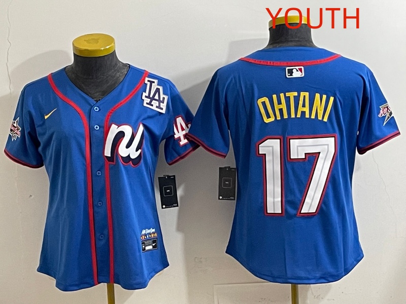 Youth 2025 Los Angeles Dodgers 17 Ohtani Blue Nike 2025 MLB All Star Jersey style 008